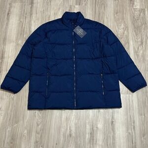 St. John's Bay Mens 2XL Big & Tall Navy Puffer Jacket Full Zip NWT